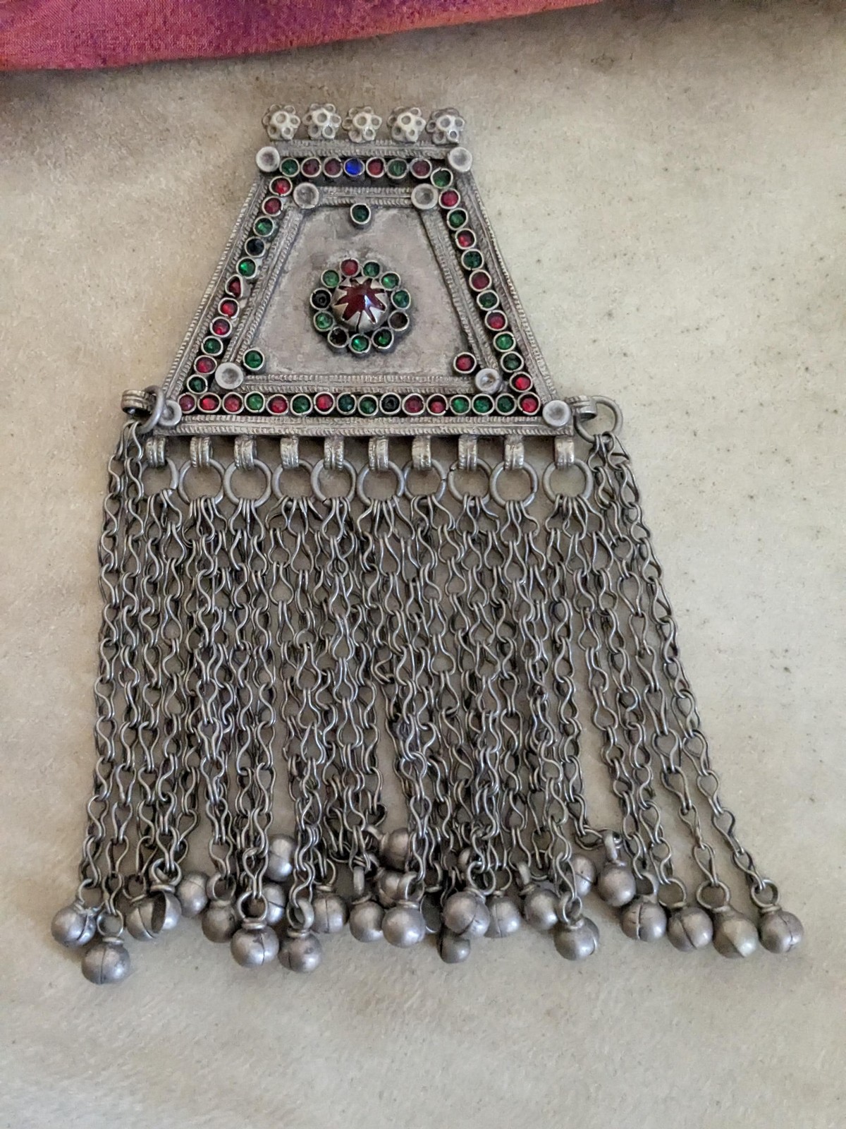 Vintage Tribal Jewelry Pendant Waziri Ethnic Adornment Jingling Dangles (19103)