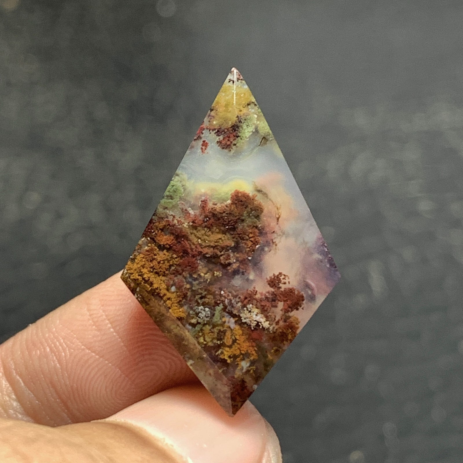 Scenic Moss Agate Cabochon 28x17x4mm High Quality 12 ct