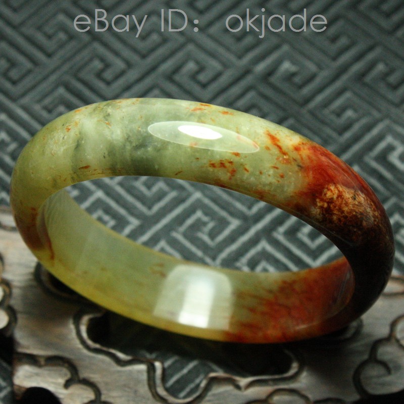 61mm Certified Beautiful Natural Grade A Red White Xiu Jade Bangle Bracelet 536