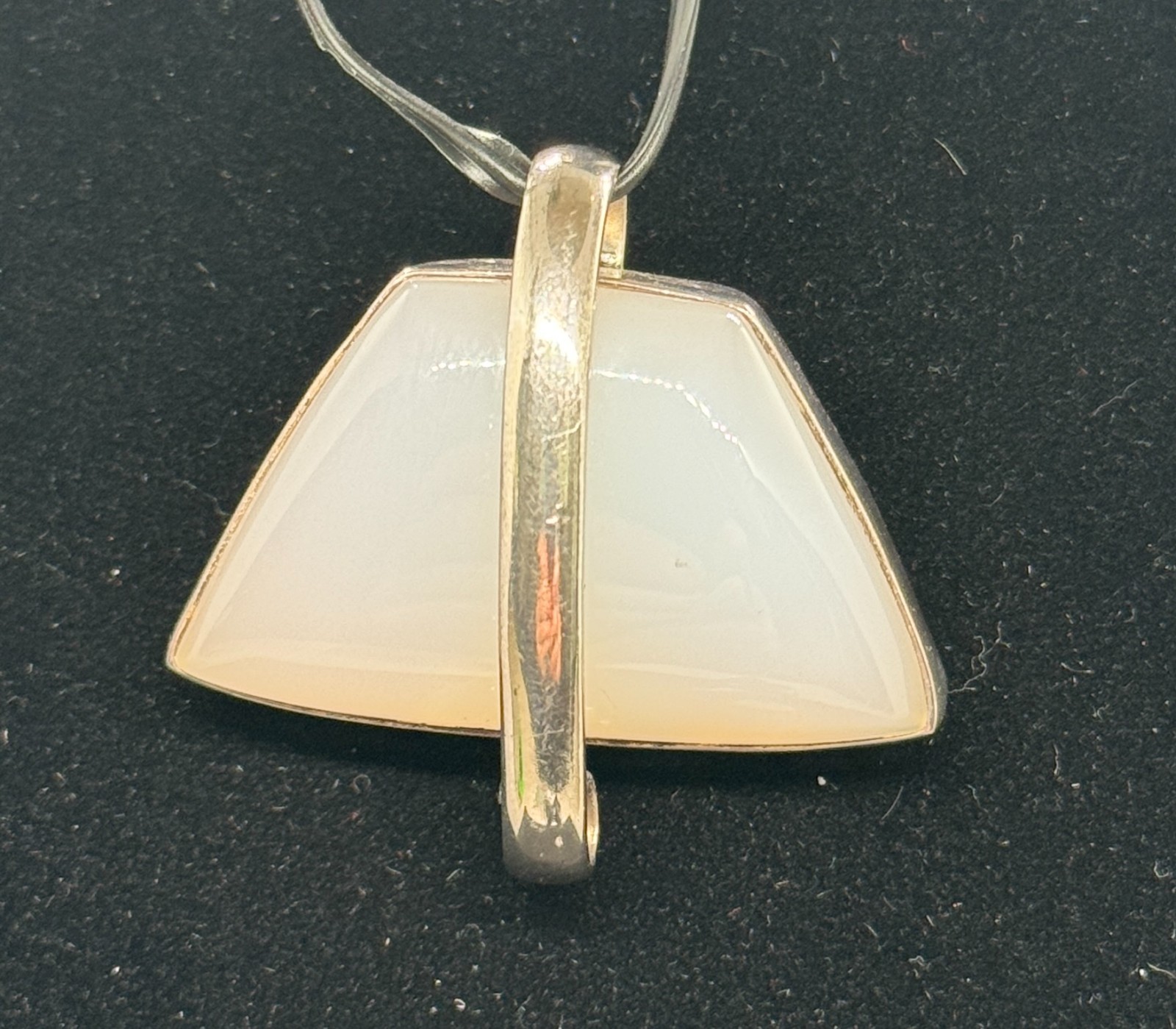 925 Sterling Silver White Opalite Geometric Pendant Modern Statement Charm