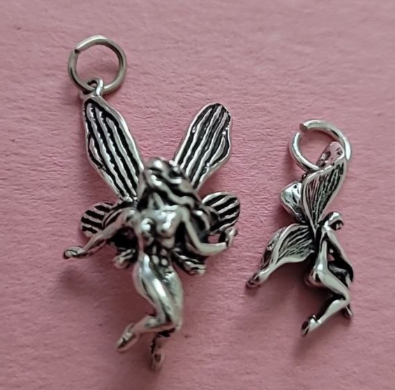 Sterling Silver Fairy Flying Poised or Fairy Dainty Choose Charm Pendant 925 USA