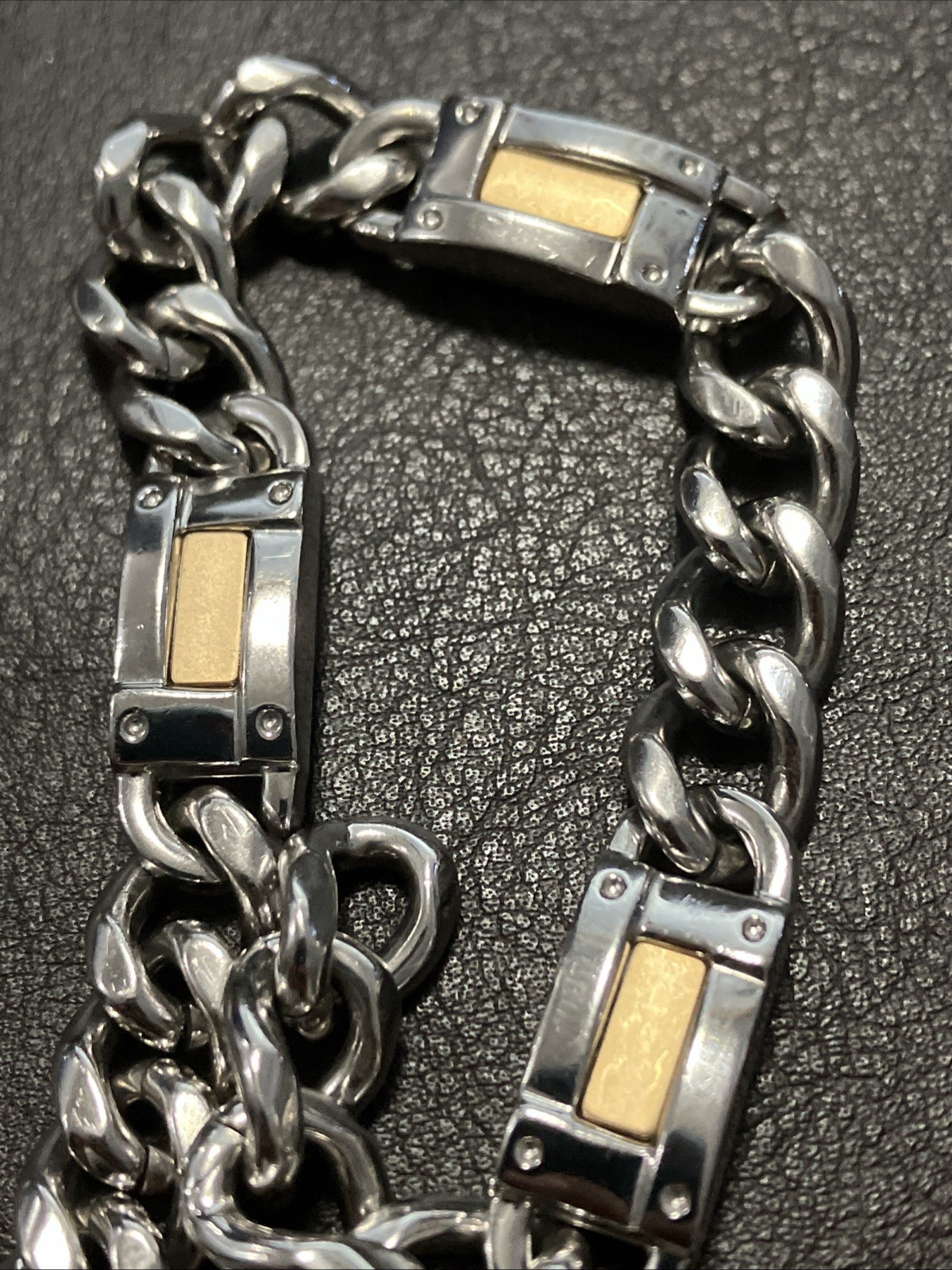 14kt & 925 Sterling Silver Combination Cuban Solid Bracelet 60grams 9.5inches