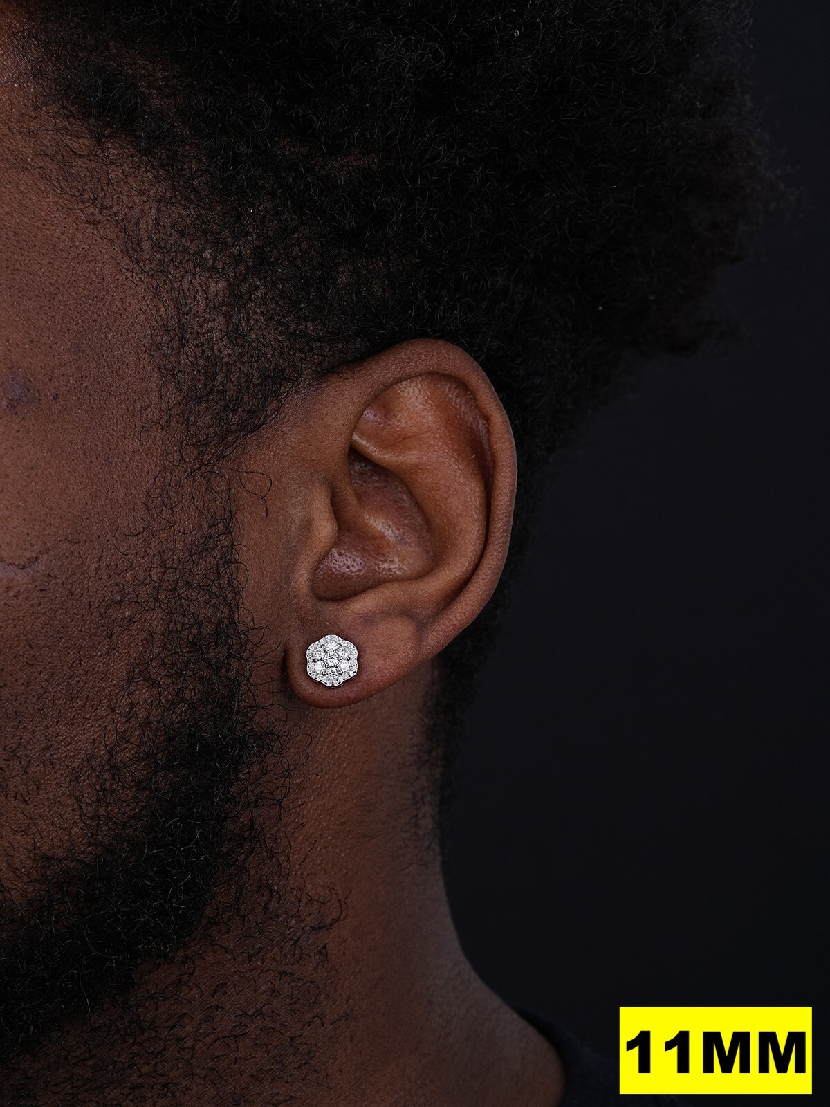 Cluster Hip Hop Earrings Real 925 Sterling Silver 7.5mm-12mm Iced CZ Stone ITALY
