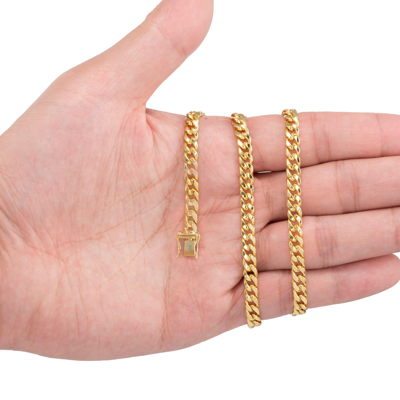 10K Yellow Gold 5mm Miami Cuban Link Chain Bracelet Men Women 7″ 7.5″ 8″ 8.5″ 9″