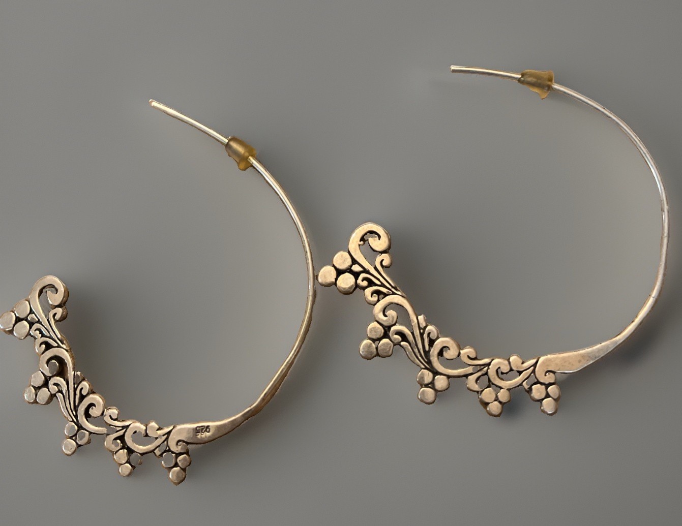 Elegant Floral Sterling Silver Threader Earrings 925