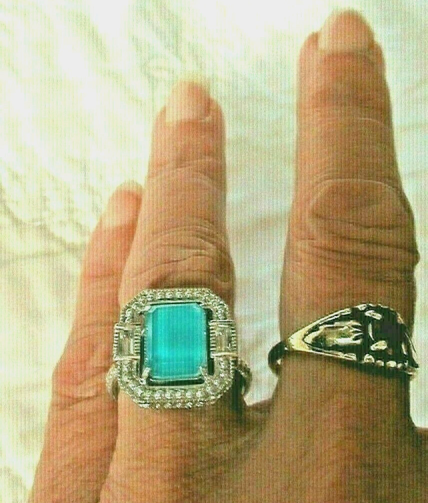 Judith Ripka Sterling Turquoise Doublet & Rock Quartz Avery Ring Sz 6 to 6 1/4