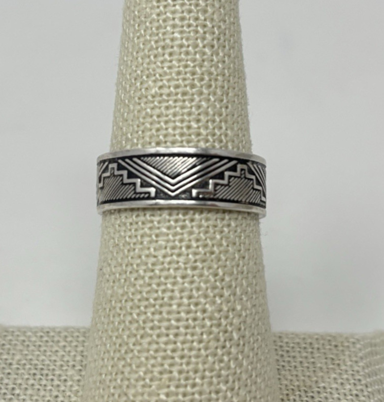 Sterling Silver Mayan Pyramid Aztec Band Ring Sz 6.25 WM Wheeler Manufacturing