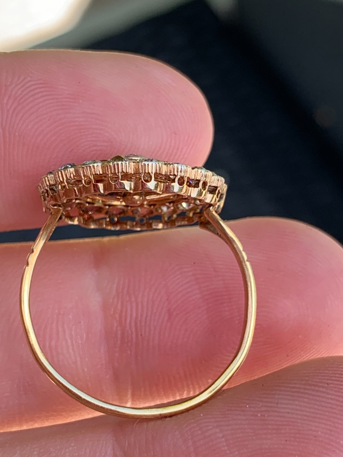 18ct gold 2.55ct diamond ruby old cut cluster ring boxed 3.8 grams