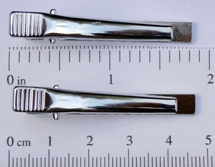 12 TIE BAR Findings SILVER Flat Surface 1.7″ L x .22″ W ~ Strong CLIP 43mmx2.6mm