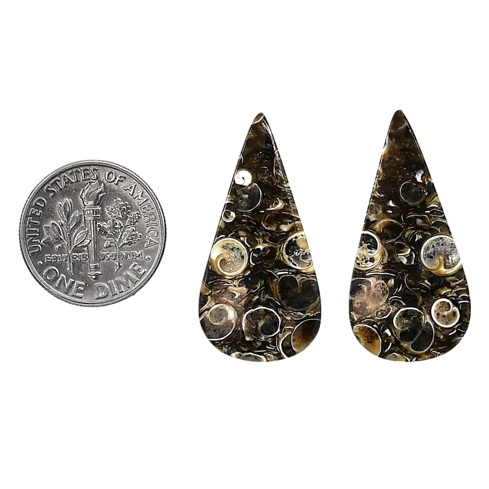 Natural Turtella Jasper Pair 15×30.3×4.3 mm Pear Polished Gemstone LS70-04188