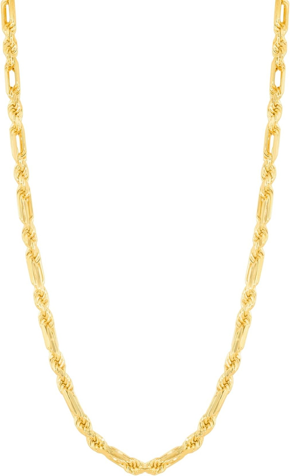 Floreo 14k Yellow Gold 3mm Semi-Solid Figarope Chain Necklace, 22 Inch