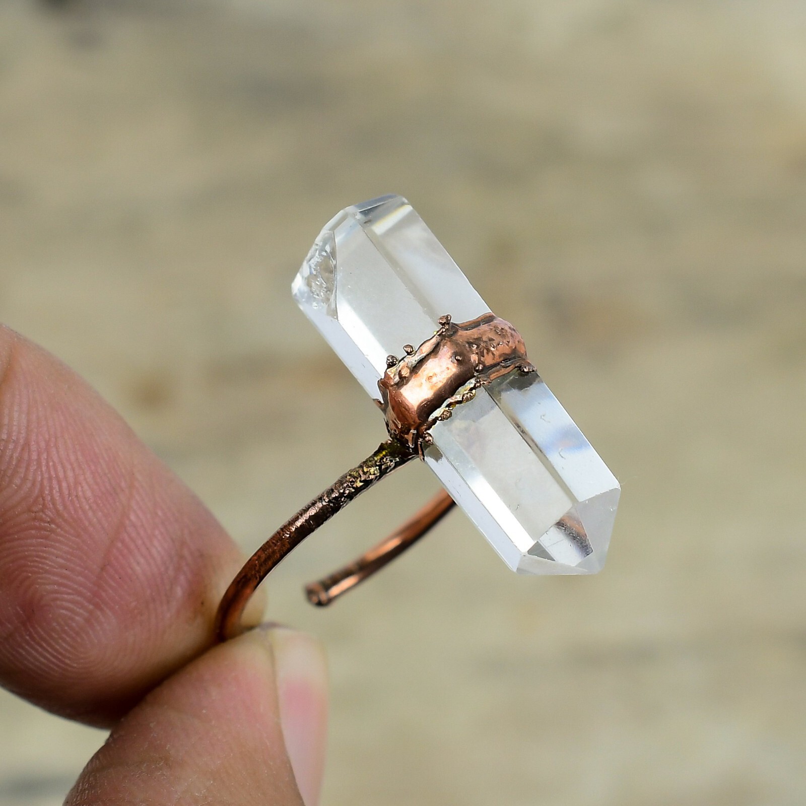 Crystal Electroformed Stackable Adjustable Ring Size Adjustable Copper