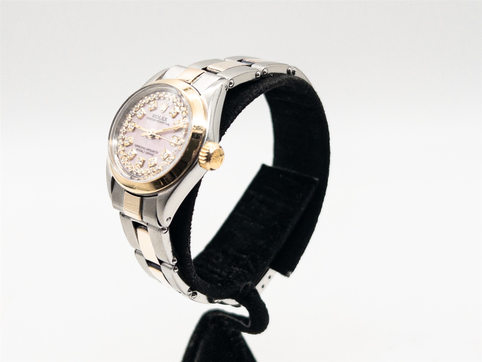 $10,000 ROLEX Oyster Perpetual PINK MOP Diamond 18k Yellow Gold SS Ladies Watch
