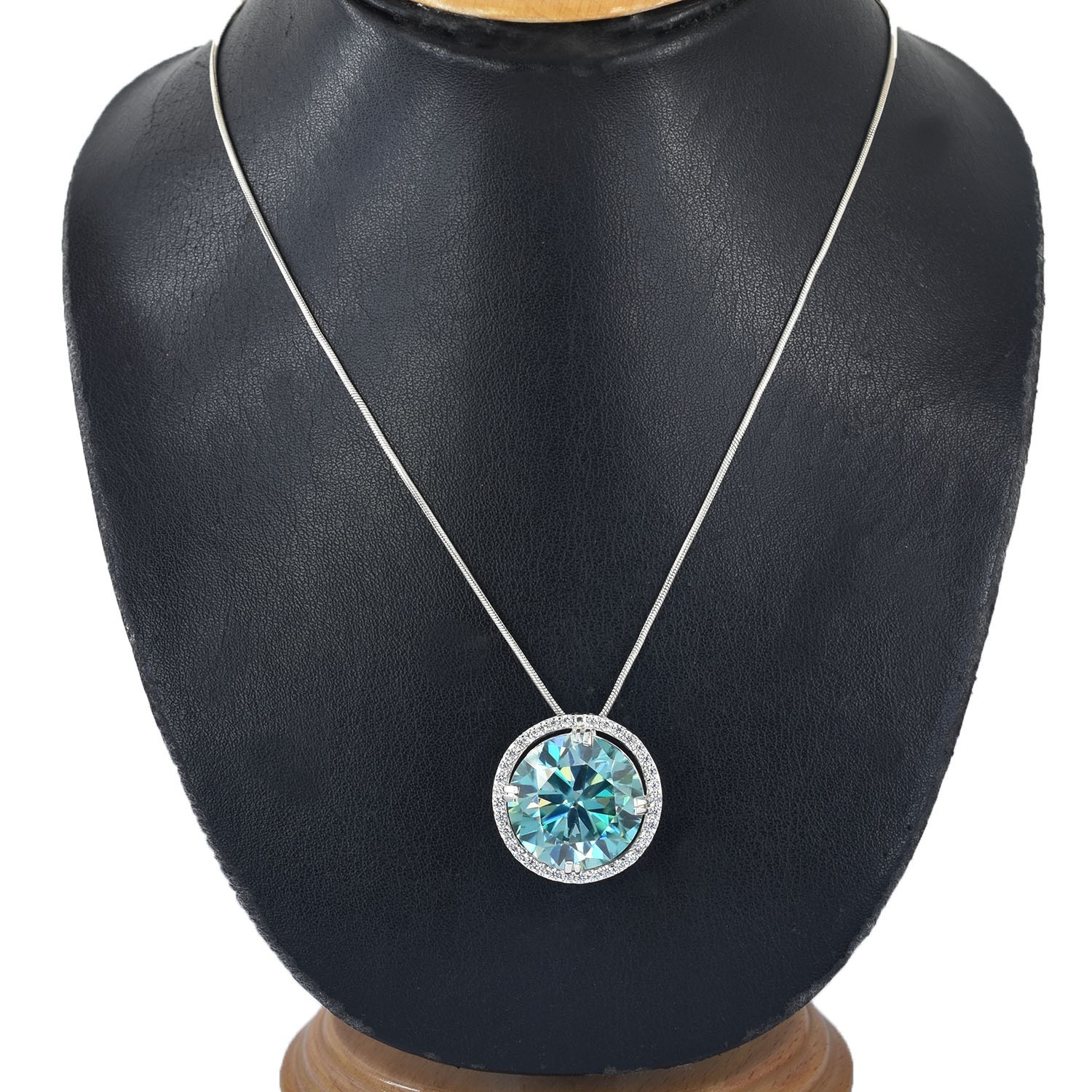 RARE 14.45 Ct Blue Diamond Solitaire Pendant, Amazing Shine, FREE Studs