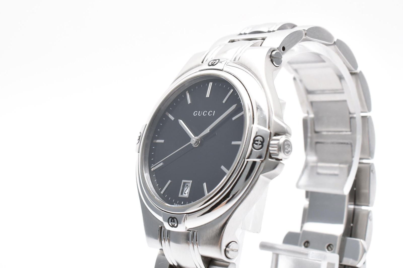 [ Near MINT ] Vintage Gucci 9040M Black Dial 35mm Quartz Men’s Watch From JAPAN