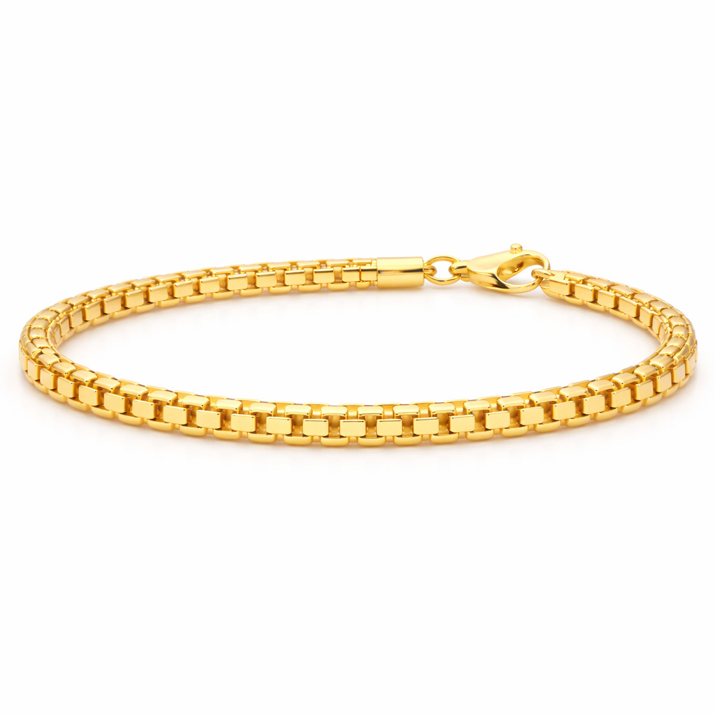 Real Italian 1/200 14K Yellow Gold Overlay Venetian Box Bracelet Mens Womens in