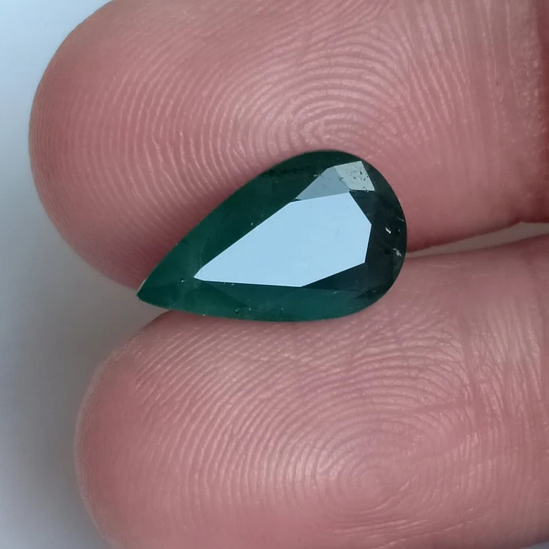Real Zambian Emerald Pear Shape Unheated Untreated Gemstone 3 Ct