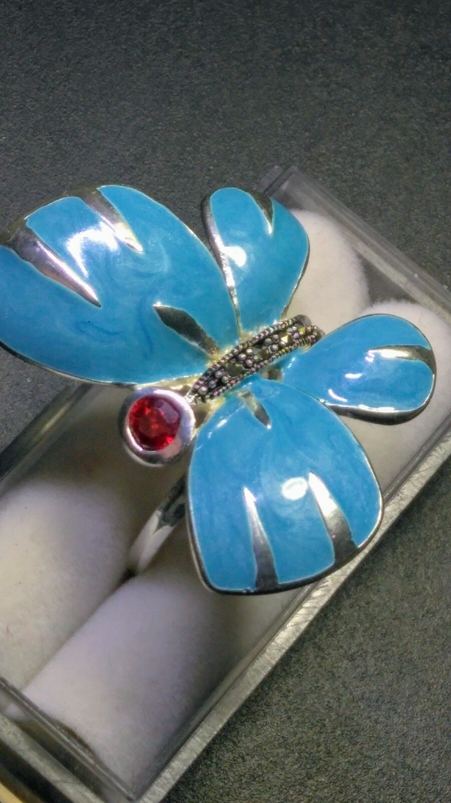 LIVELY MEENAKARI BUTTERFLY IN STERLING SILVER.925 RING SIZE 9.0-9.25
