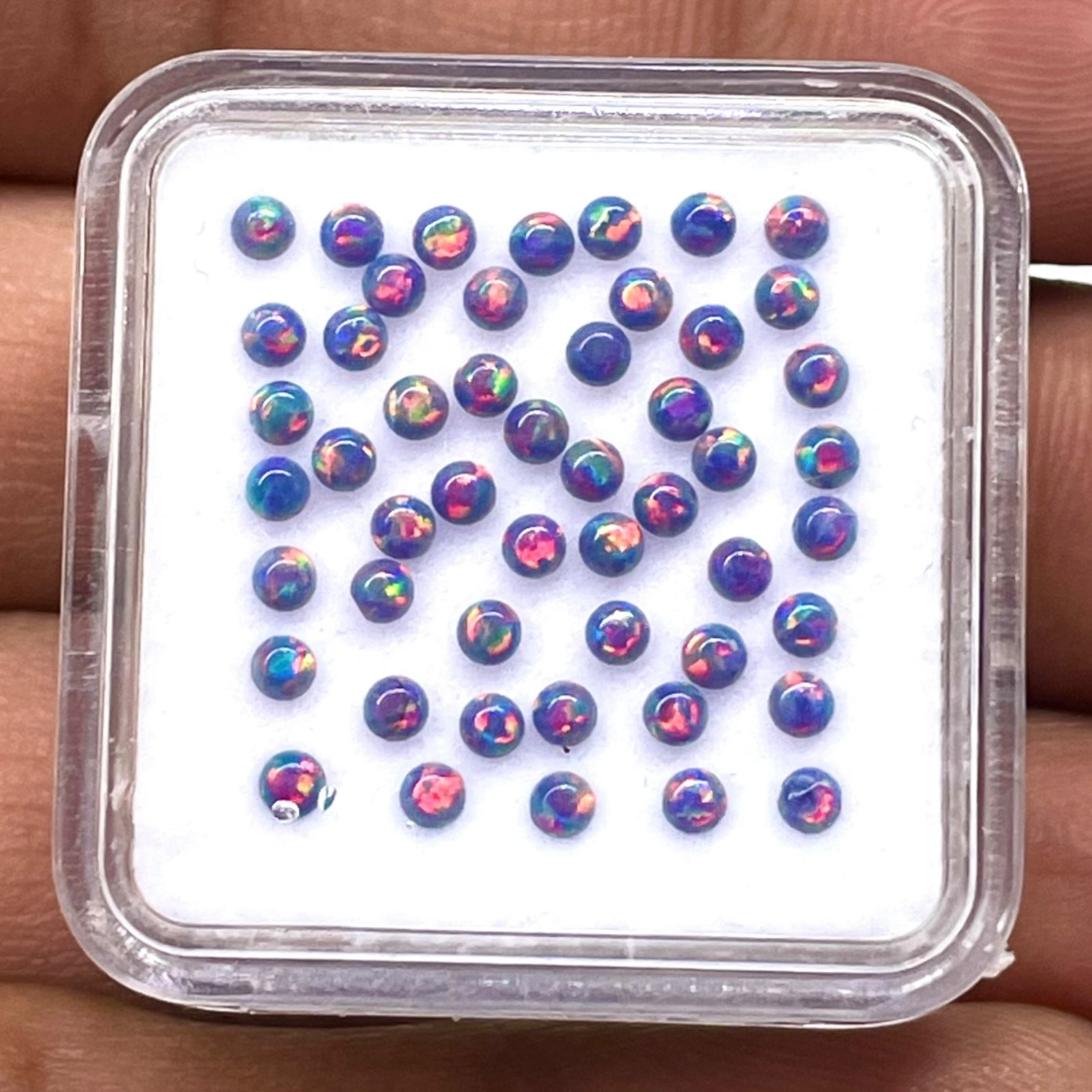 25 Pcs Black Australian Opal 2mm Round Cabochon 5A Quality Lab Created Gemstones