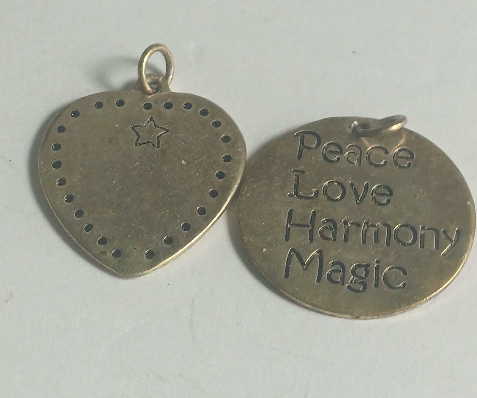 Sterling Silver Peace Love Harmony Magic and Heart with Star Charm Pendants
