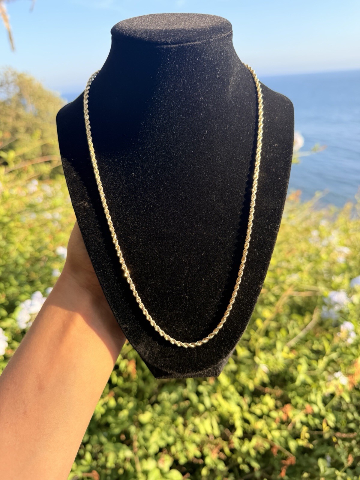 14k Rope Chain Tejido Torzal Yellow Gold 22 Inches 100% Oro14k Garantizado