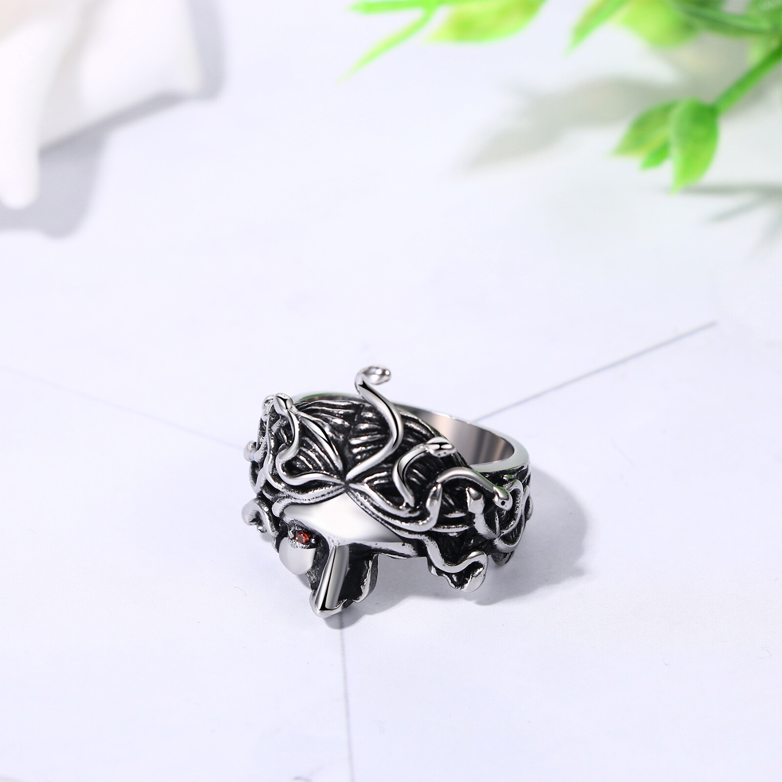 Gothic Vintage Medusa Ring Stainless Steel Greek Mythology Ring for Men Women