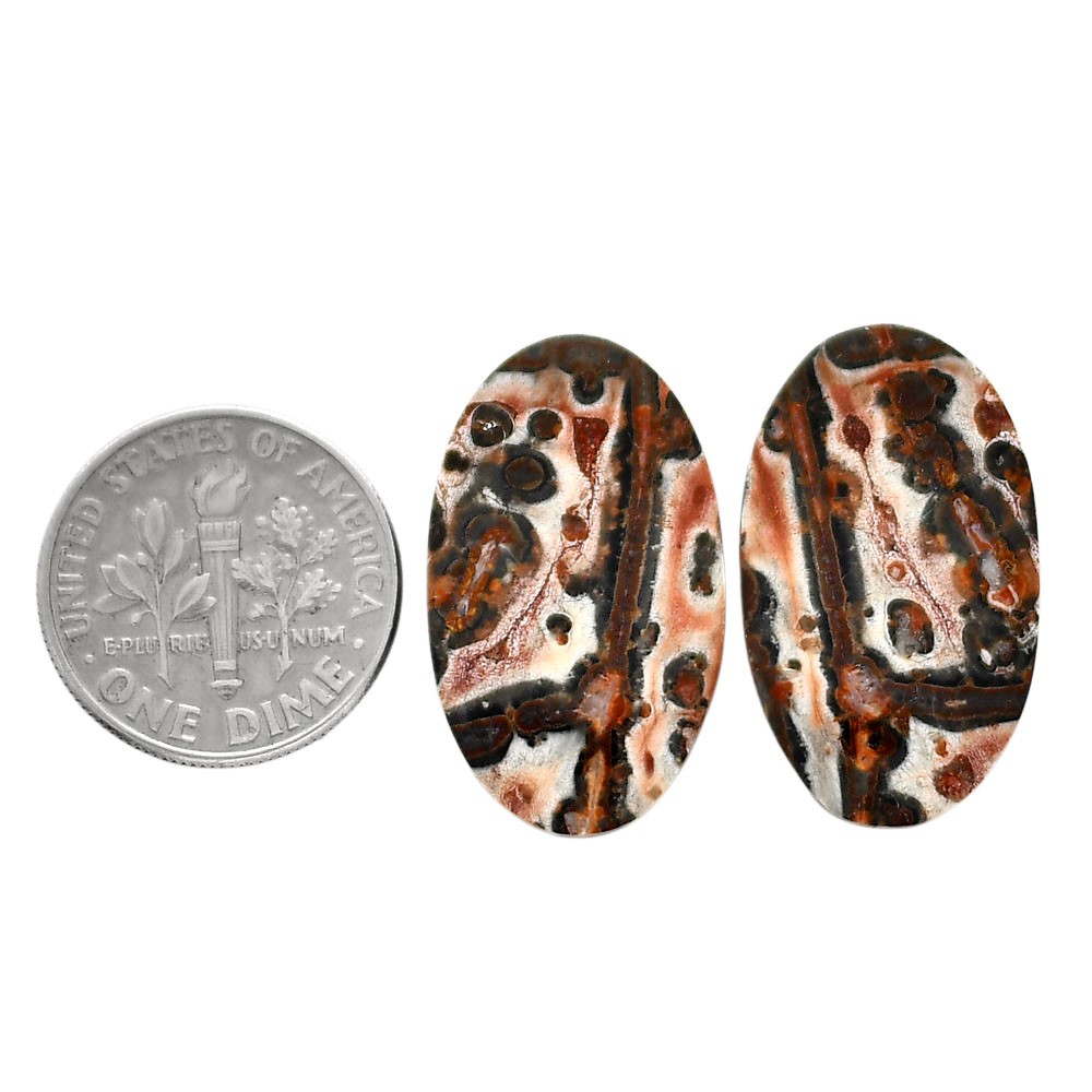 Natural Leopard Skin Jasper Pair 14.5×24.5×4.3 mm Oval Shape Gemstone LS30-04685