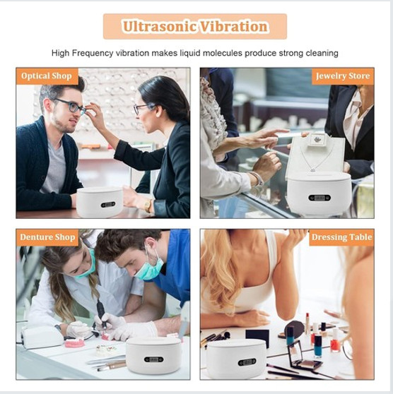 Ultrasonic Cleaner, Stainless Steel Tank & Digital Timer for Jewelry, Eyewear