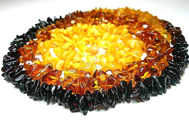 Lot – 3 Genuine Baltic Amber Chip Necklaces 45 cm 17.5” Cognac Mix Egg Yolk
