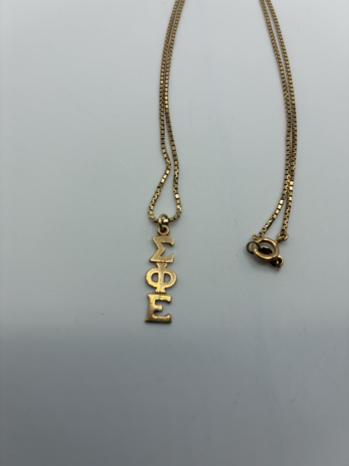 14k Gold Box Chain Necklace w/ Pendant, 3.25g