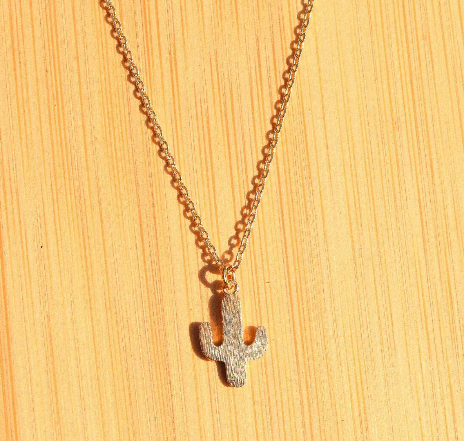 Cactus Tough Dainty 18K Gold Dipped Necklace 16 Inch Lead and Nickel Free
