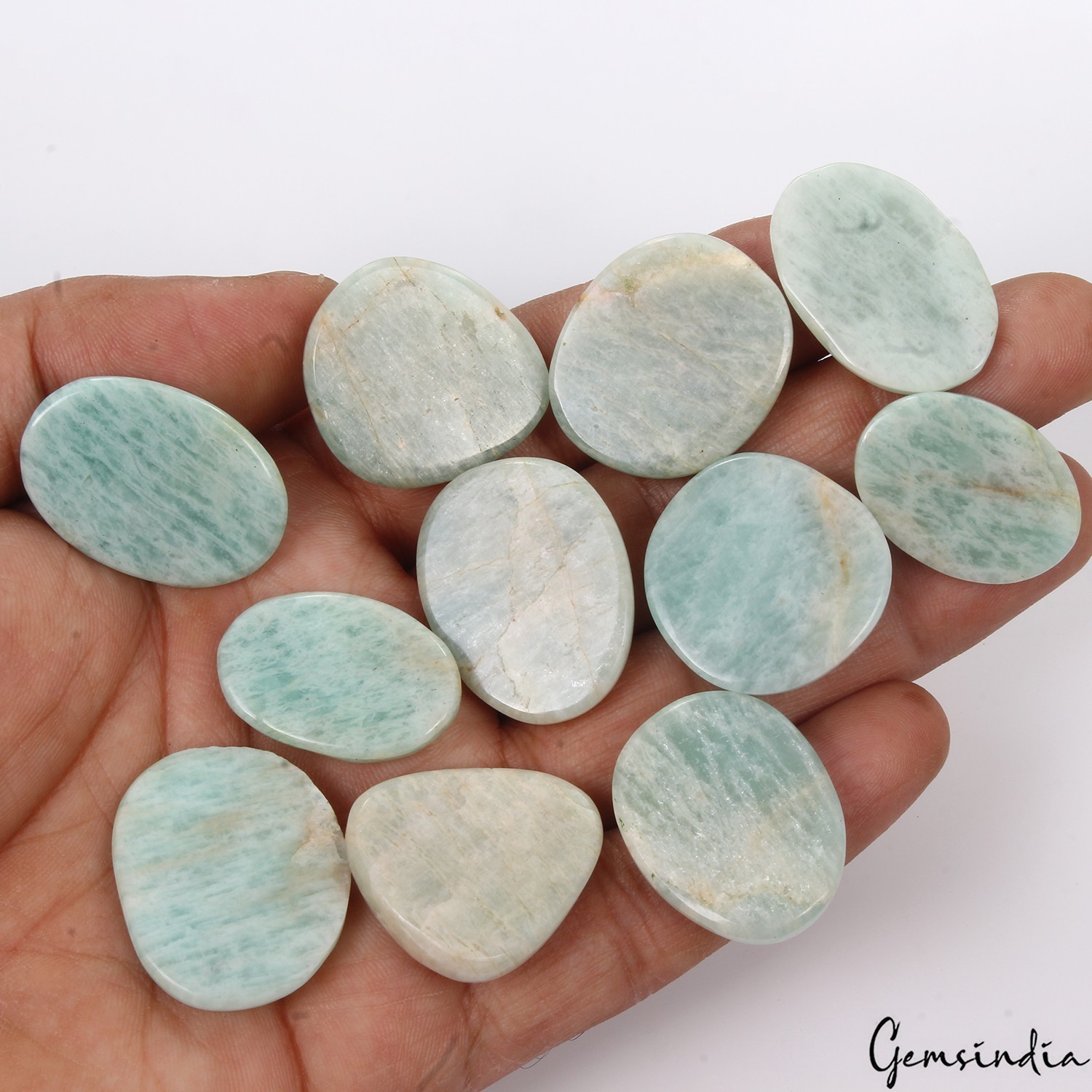 400 Ct Natural Untreated Blue Amazonite Mix Cabochon Loose 25-29mm Gemstones Lot