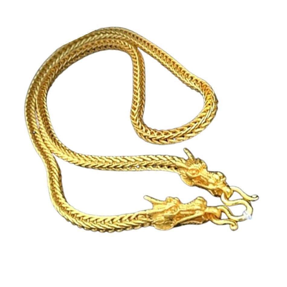Chain Thai Yellow Gold-Filled Necklace Amulet Dragon 24 In 5 Baht