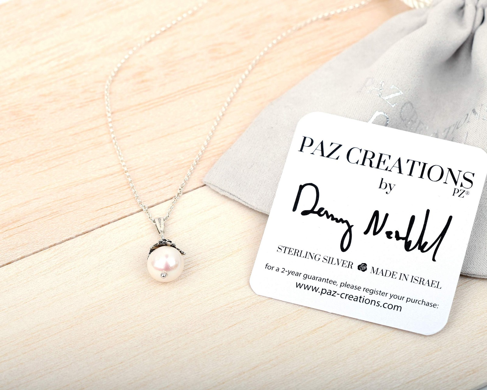 Paz Creations 925 Sterling Silver Pearl Pendant Necklace with Round Ball-Shap…