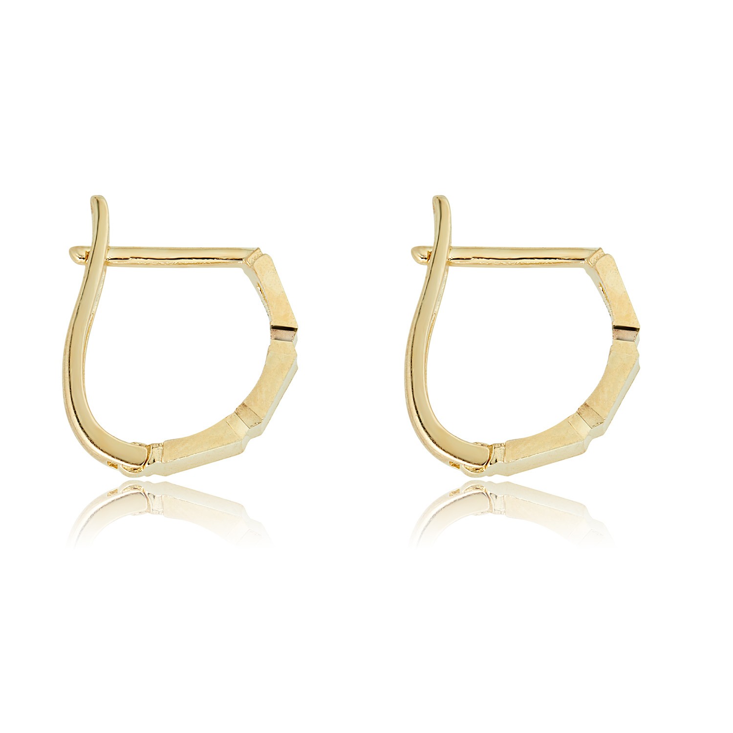 AVORA 10K Yellow Gold Brick Pattern Huggie Hoop Earrings