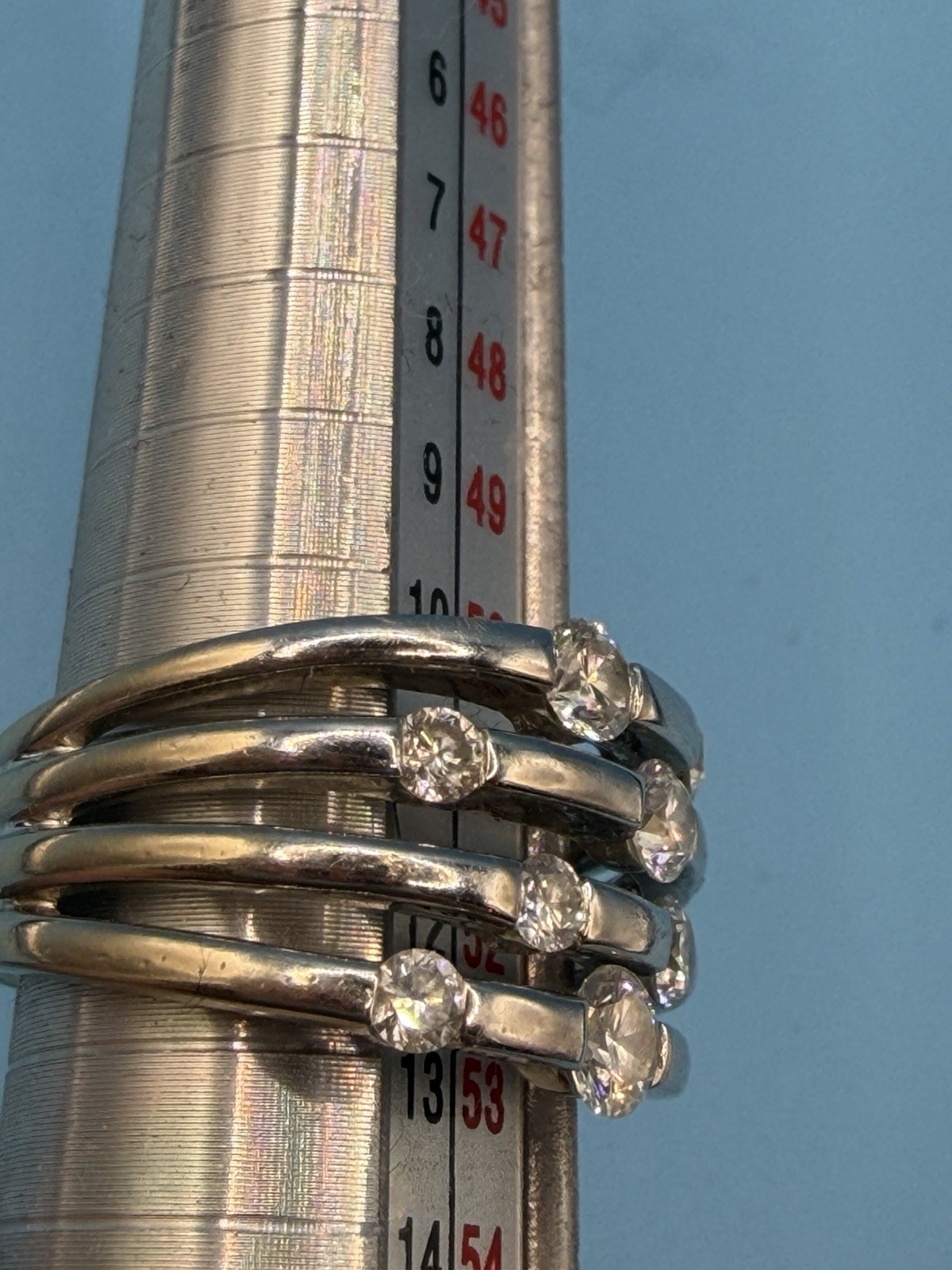 14kt White Gold Right Hand Diamond Ring Flush Set Size 6 7.33g