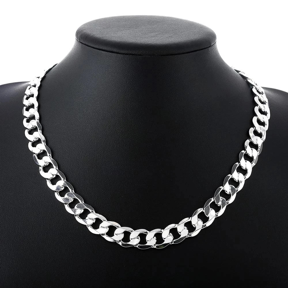 925 sterling Silver necklace for men classic 12MM chain 18-30 inch fine Fashion