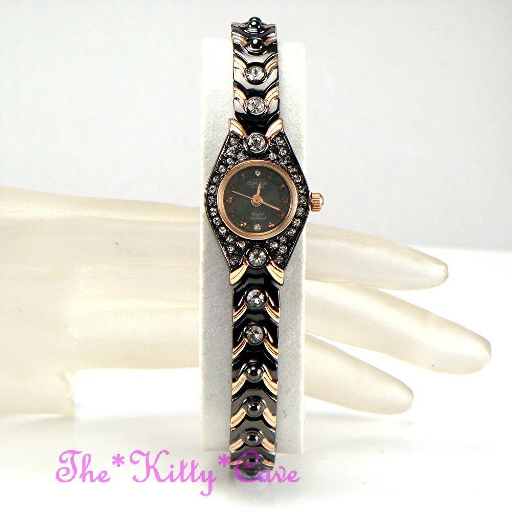 Swiss OMAX Deco Brown & Rose Gold, Seiko Movt Watch w/ Swarovski Crystals JE0104