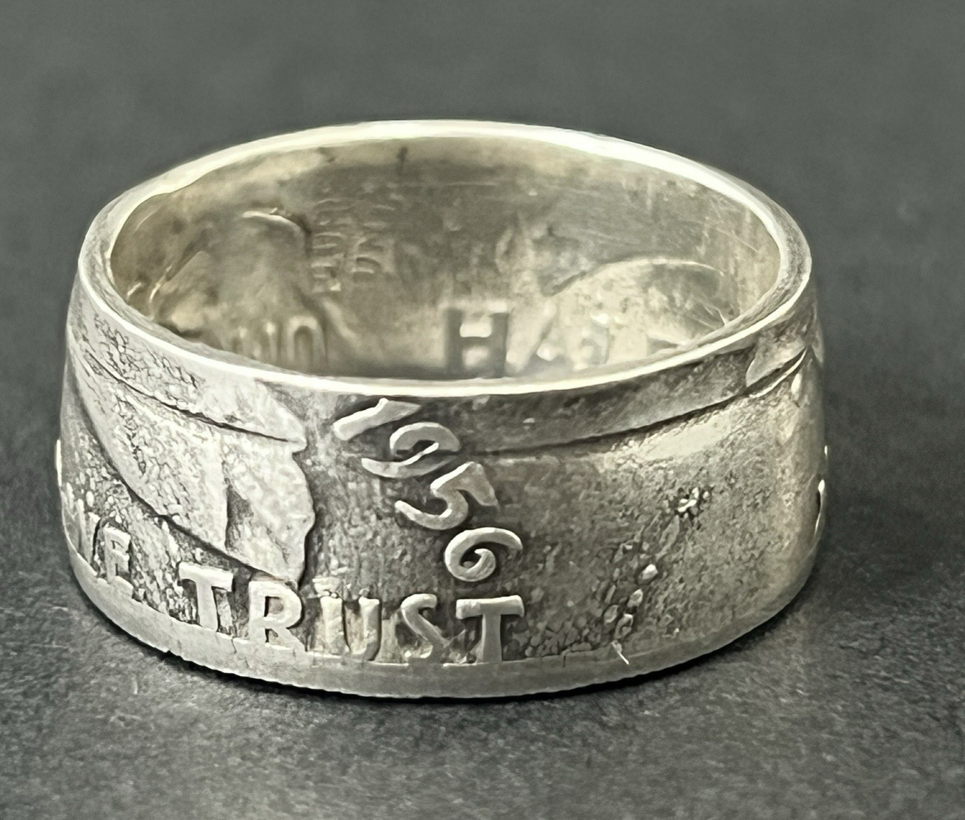 Vtg Silver 1956 In God We Trust Liberty USA Half Dollar Handcrafted Coin Ring