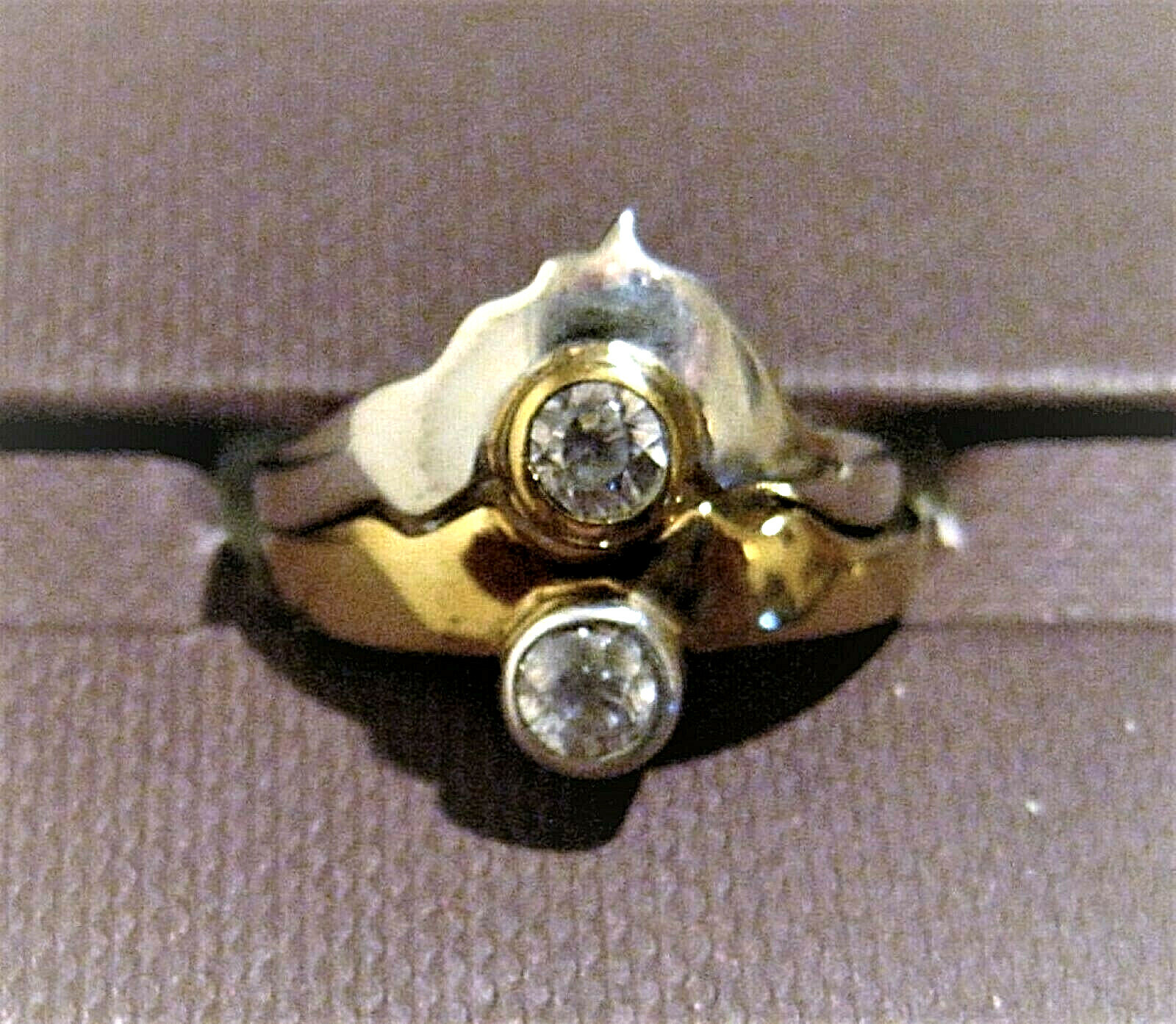 Ring, 925 silver, some gold plated, with 1 garnet and 1 cubic zirconia or with 2 zircon