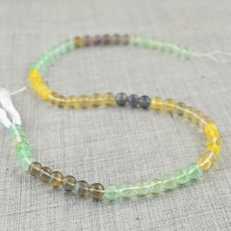 100.00 Cts / 13 Inches Earth Mined Multicolor Fluorite Drilled Beads Strand