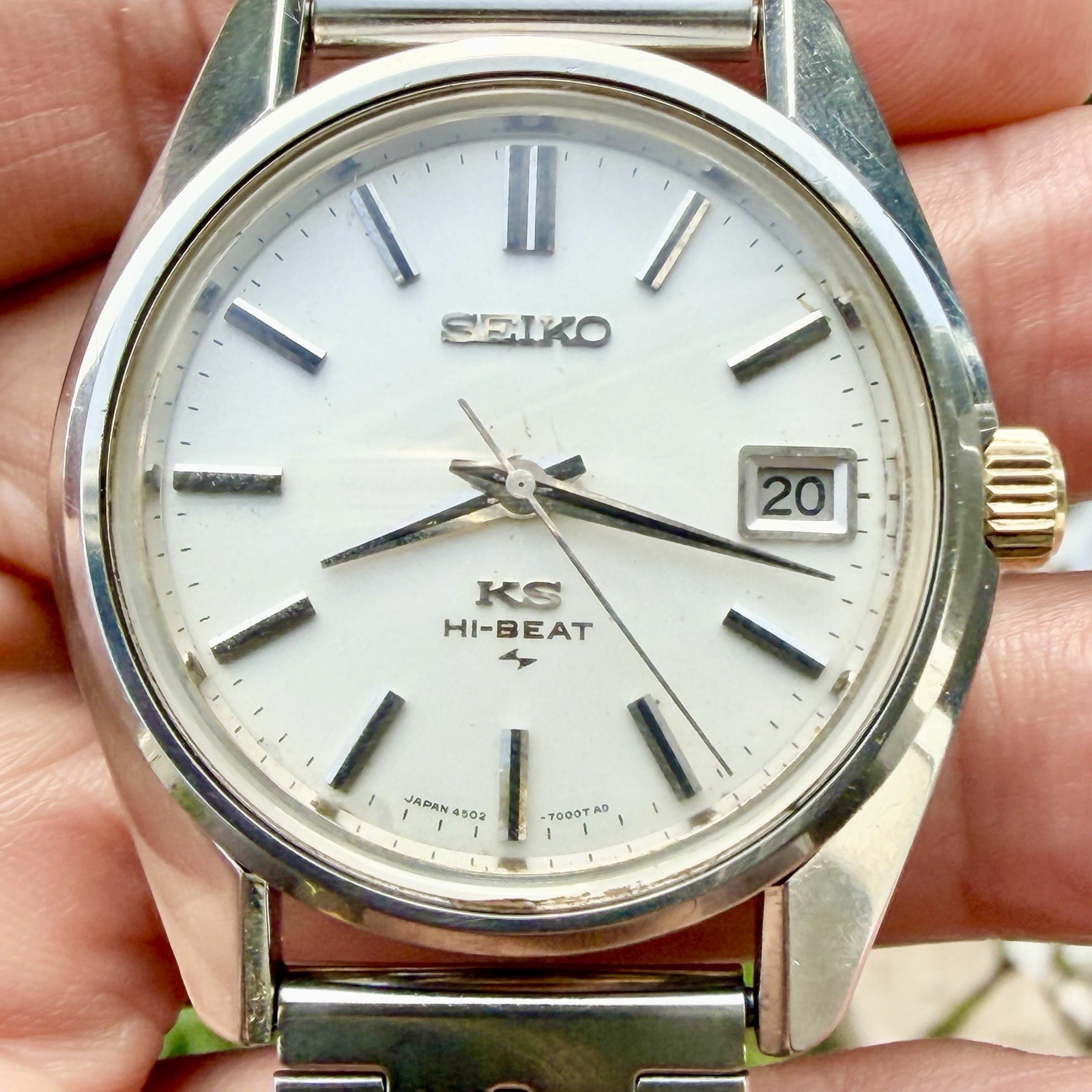 Vintage King SEIKO KS Hi-BEAT 4502-7001 Hand Winding Men’s Watch RUNS!