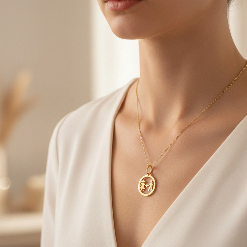 14K Real Solid Yellow Gold Baby Little Boy Girl Kids Pendant Charm Necklace 18in