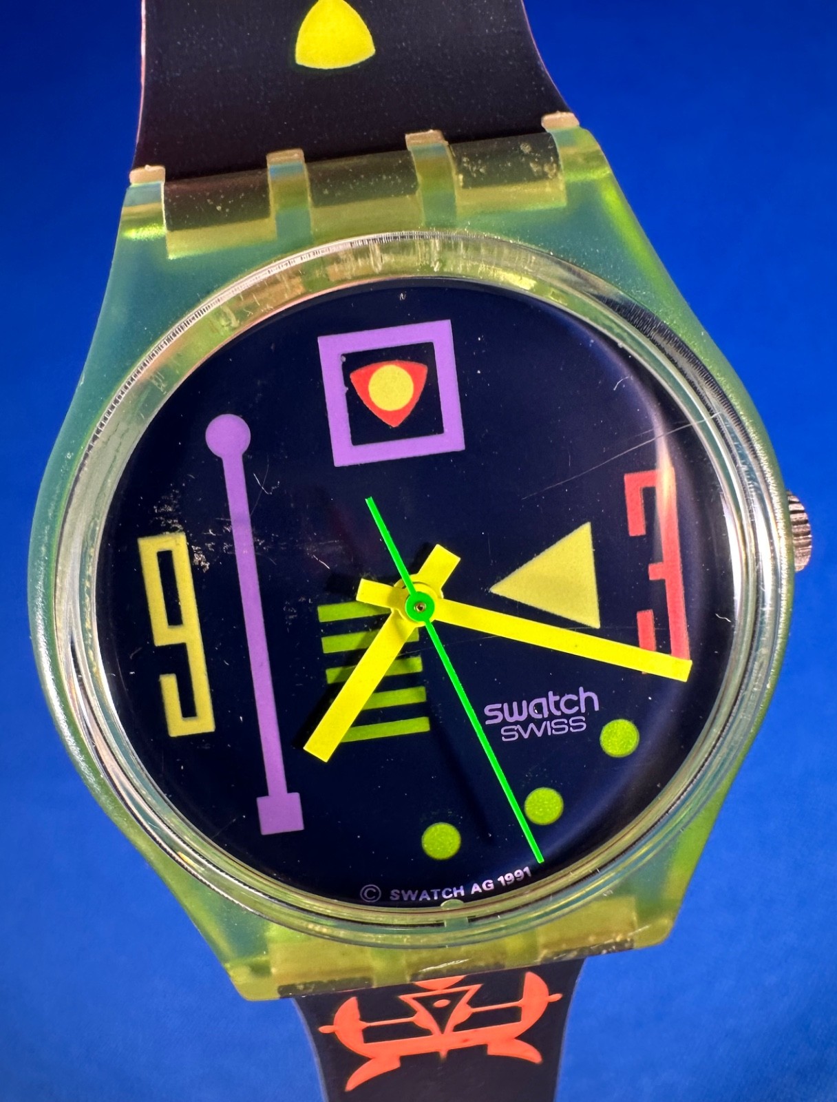 Vintage 1991 Swatch Watch Stalefish GG113 Working Good 34MM Nice! So Rad!