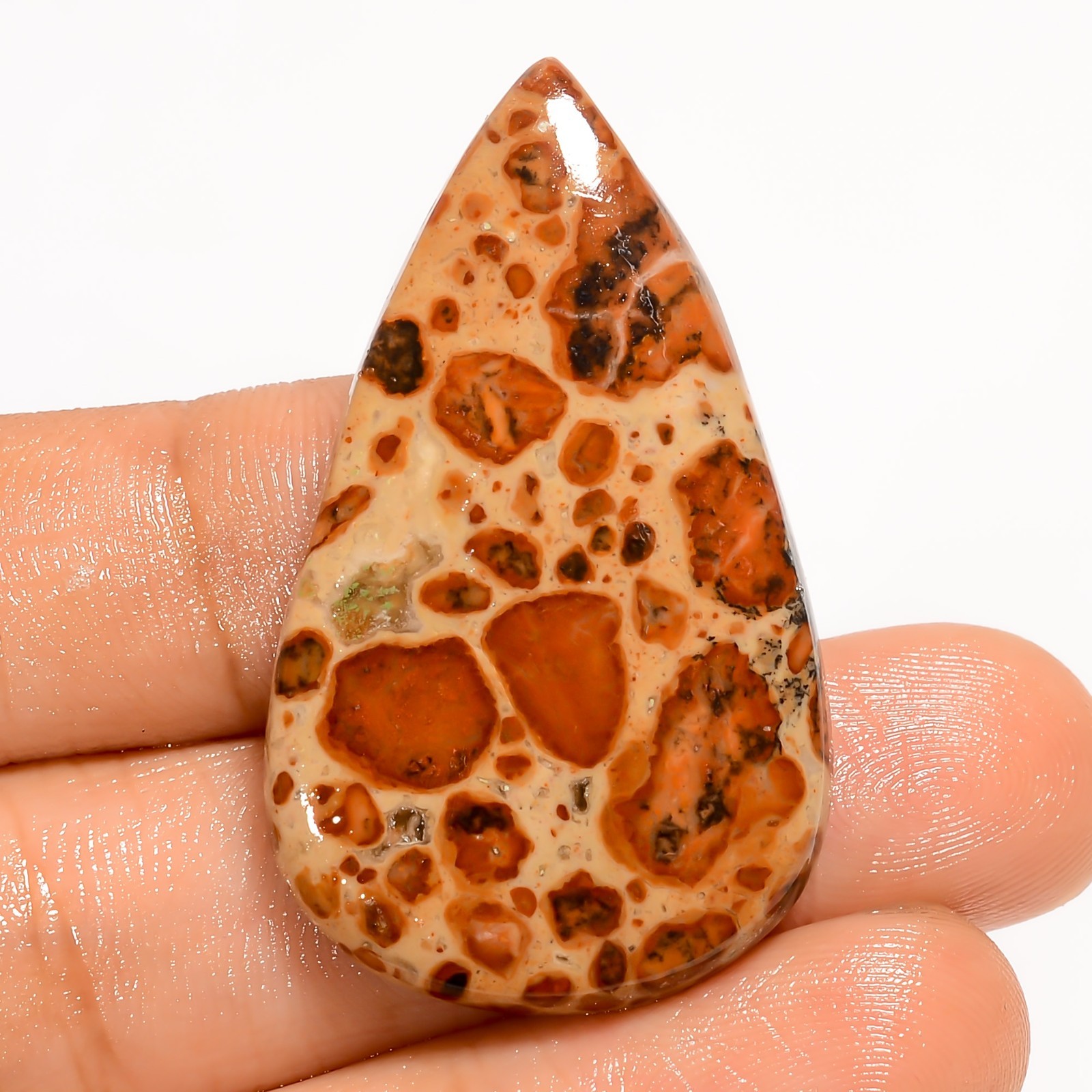 38.5 Ct Natural Asteroid Jasper Pear Shape Cabochon Loose Gemstone 40X24X5 mm