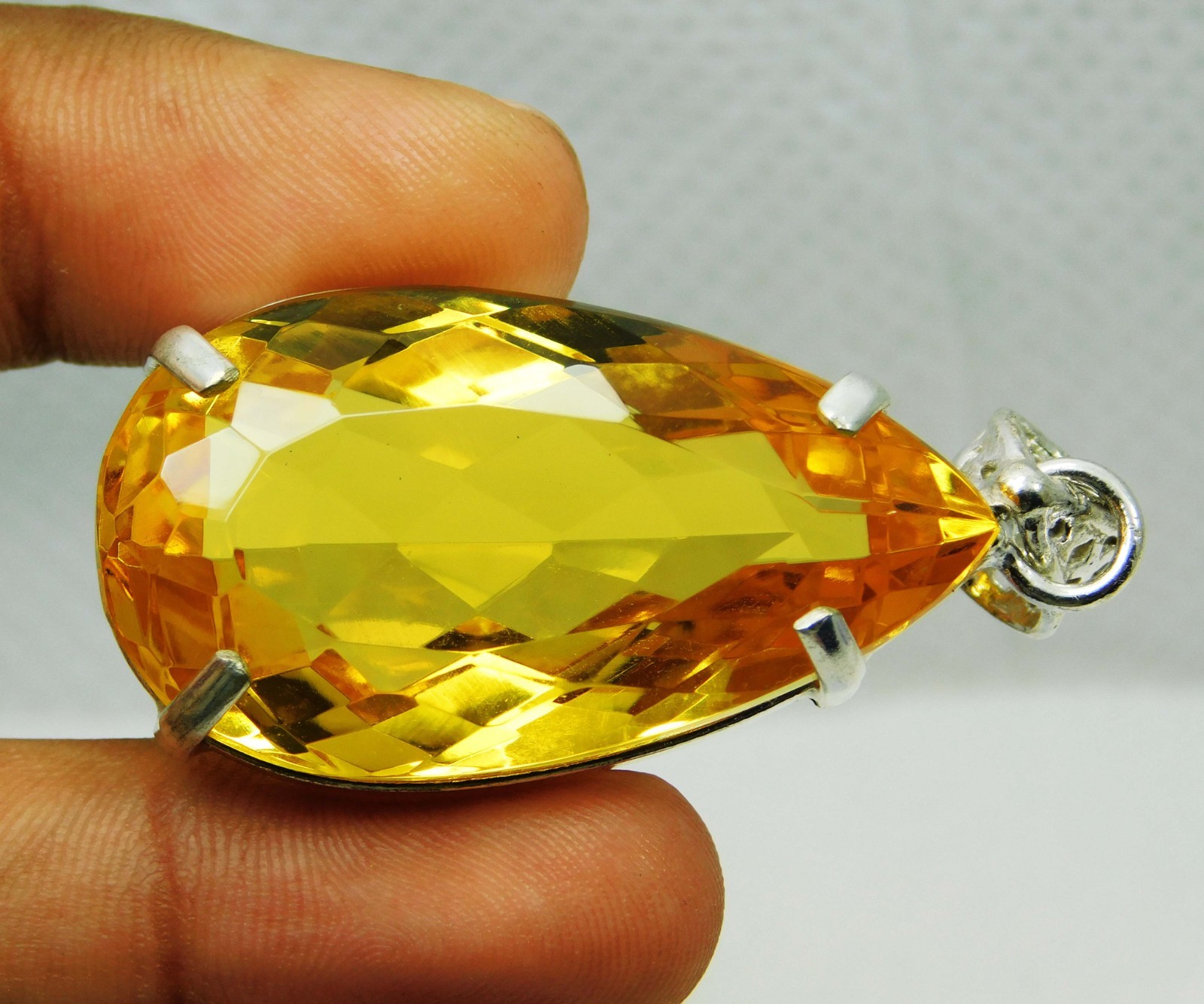 Certified 89.60 Ct Natural Yellow Topaz 925 Sterling Silver Gems Pendant
