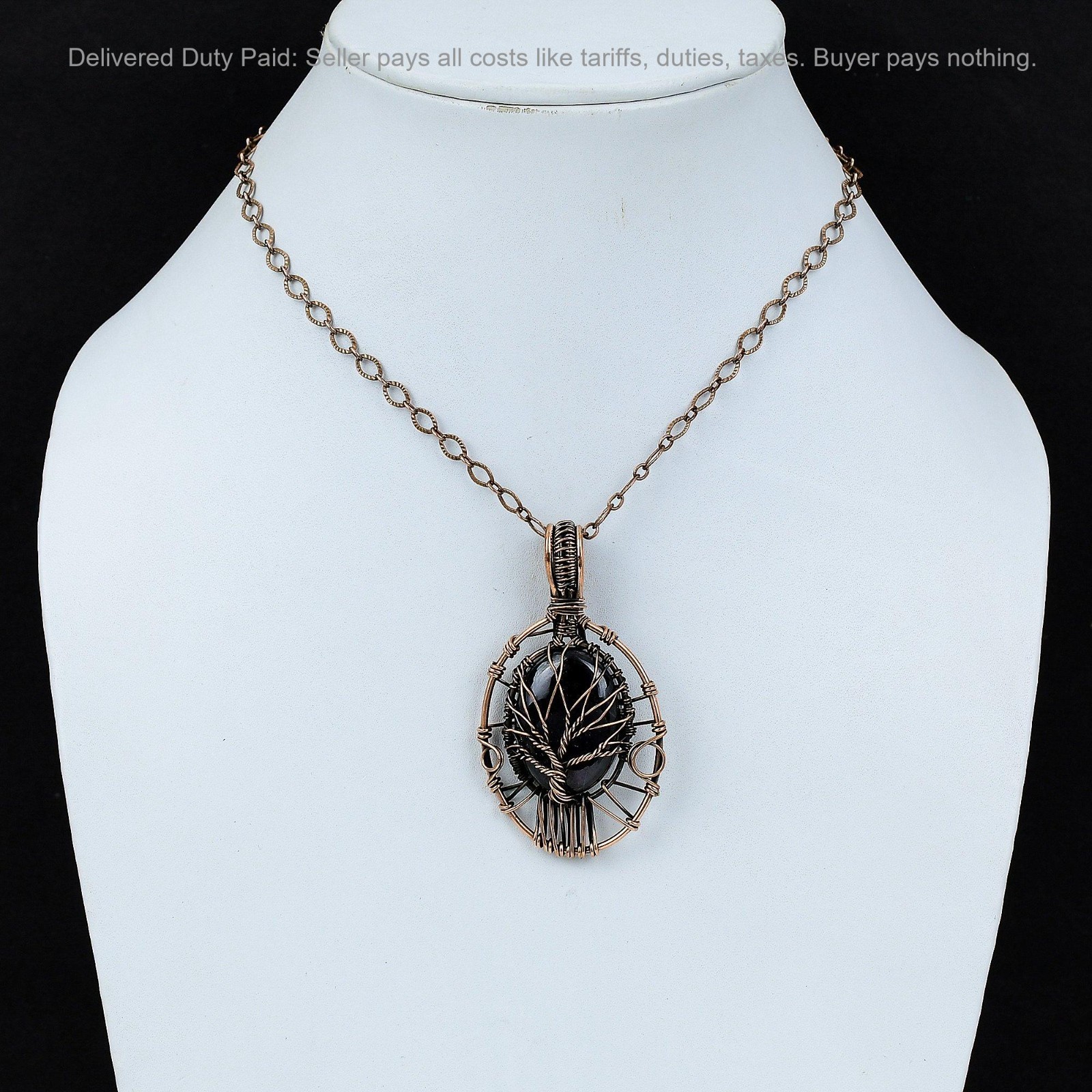 Copper Oval Sugilite Gemstone Ethnic Wire Wrapped Tree Of Life Pendant Jewelry