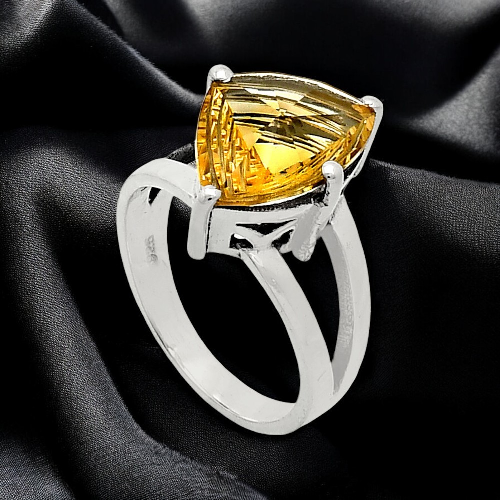 Fancy Cut Natural Citrine 925 Sterling Silver Ring s.8 Jewelry R-1019