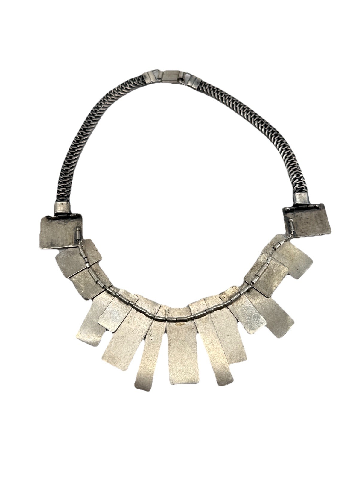Sharon Levy Sterling Silver 925 Egyptian Necklace Statement Brutalist 16″ Israel