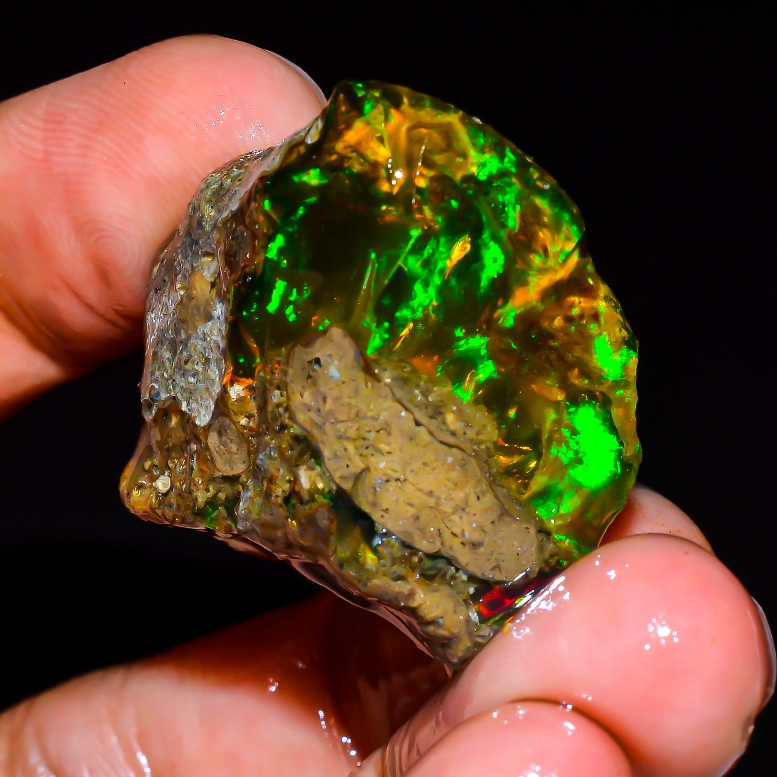 43.50 Ct Fire Opal Ethiopian Natural Oil Rough Gemstone For Jewelry 28x27x12 mm